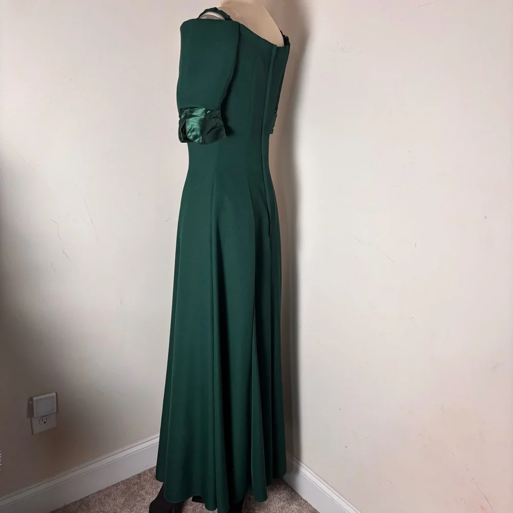 Green vintage 90s off the shoulder dress - Picture 4 of 8